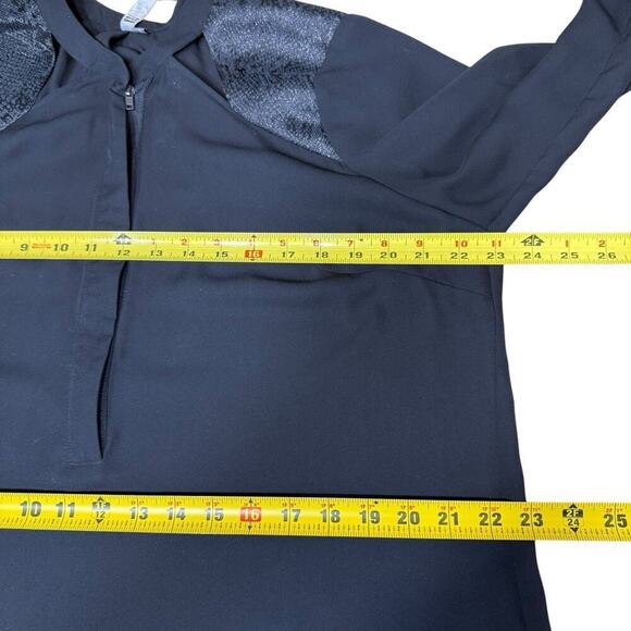 KUT FROM THE KLOTH WOMENS BLACK SHEER Blouse 3/4 Zip Cut Out Shoulder Design XL - Picture 12 of 14